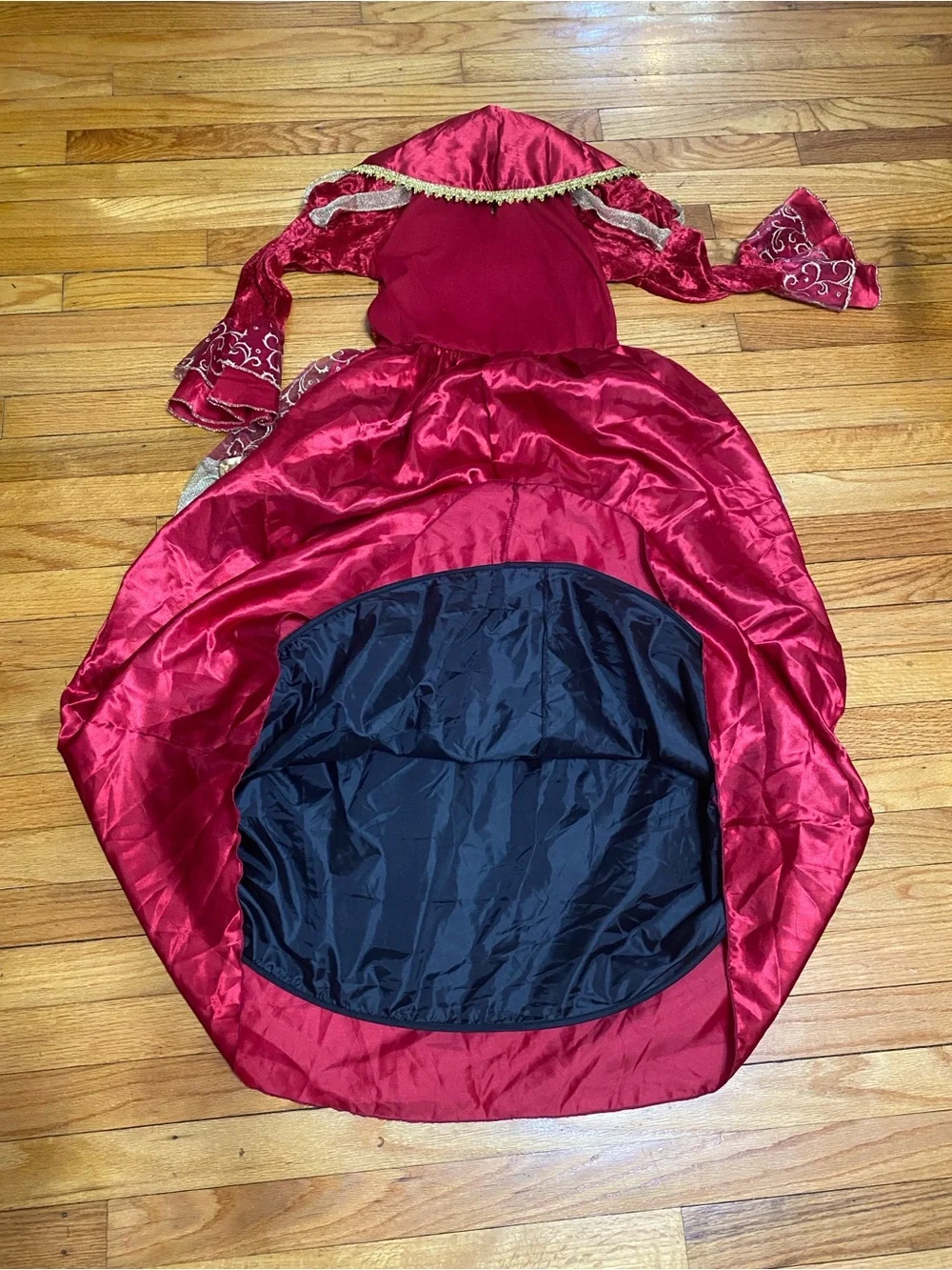 Girls' Red Princess Ball Gown Costume with Gold Accents